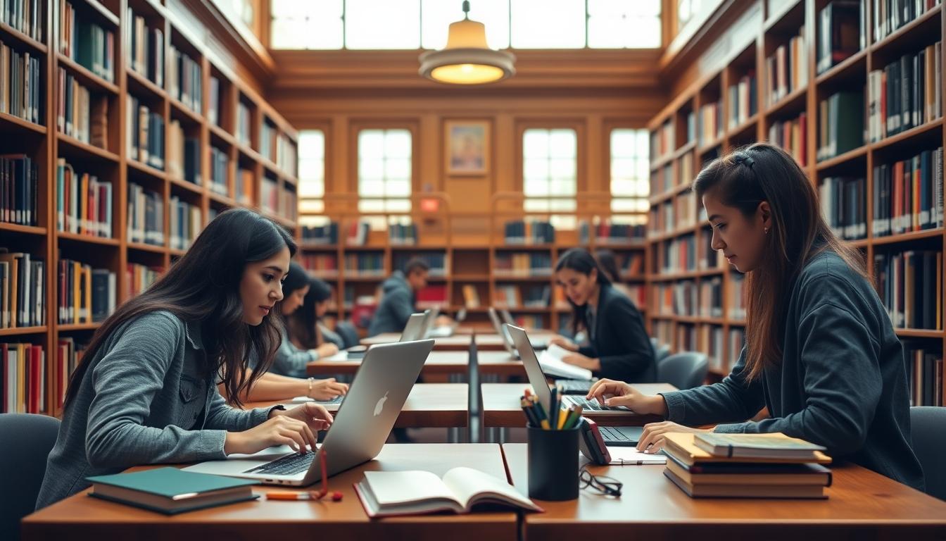 Students collaborating in a study area